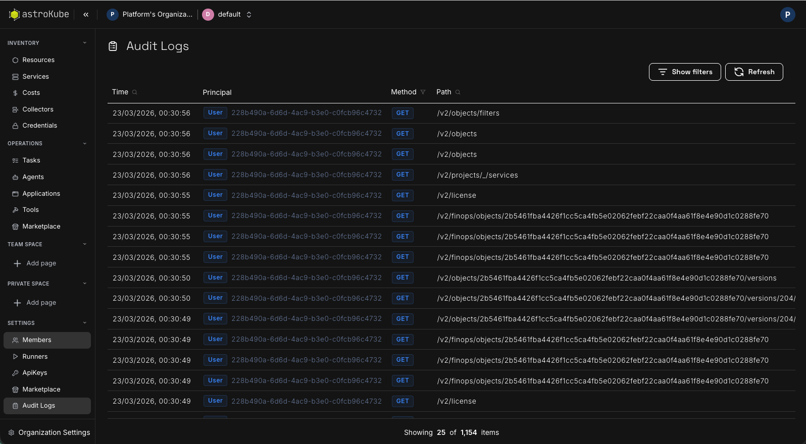 Governance & Compliance dashboard